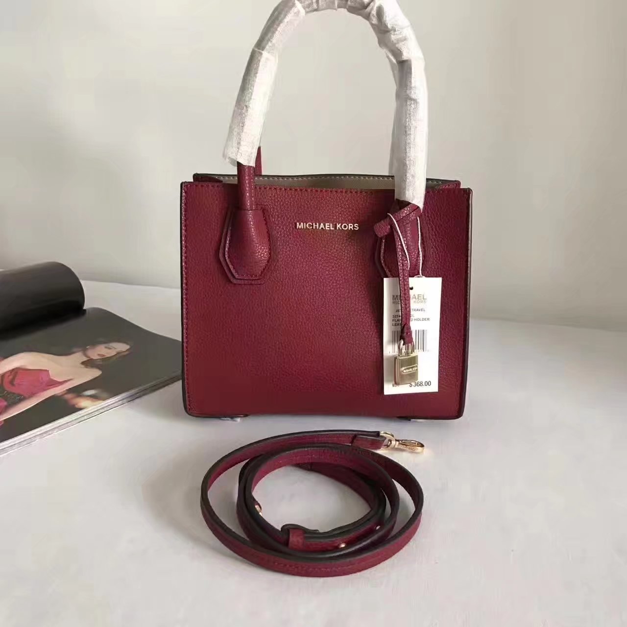 Michael Kors Mercer Leather Crossbody Red