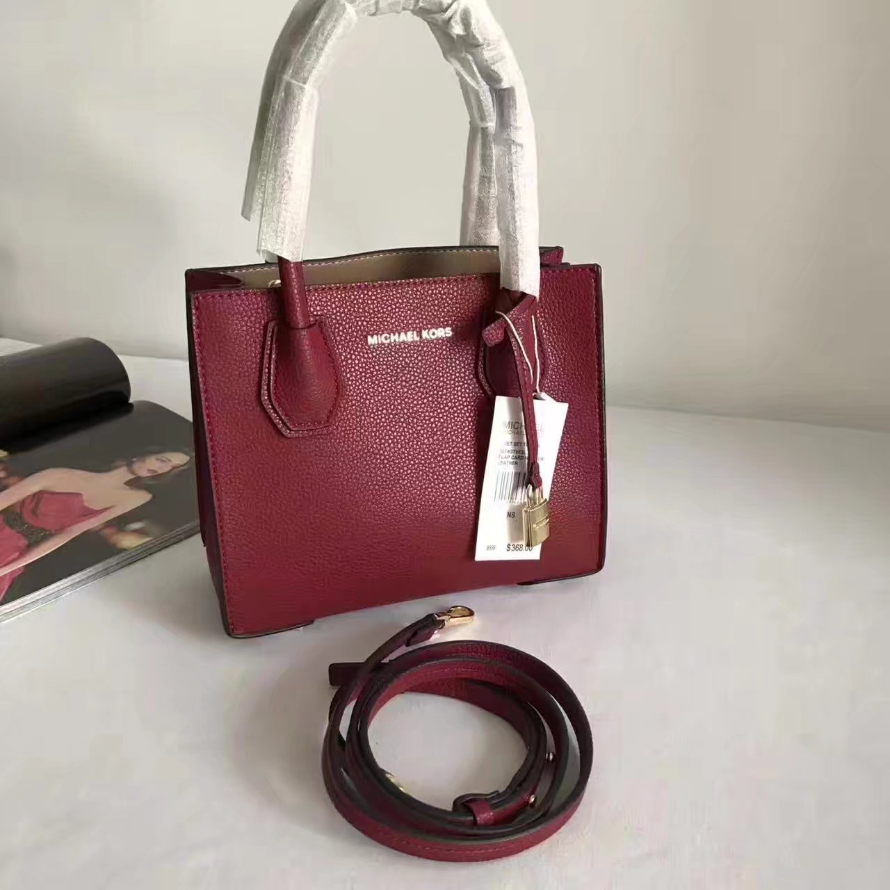 Michael Kors Mercer Leather Crossbody Red