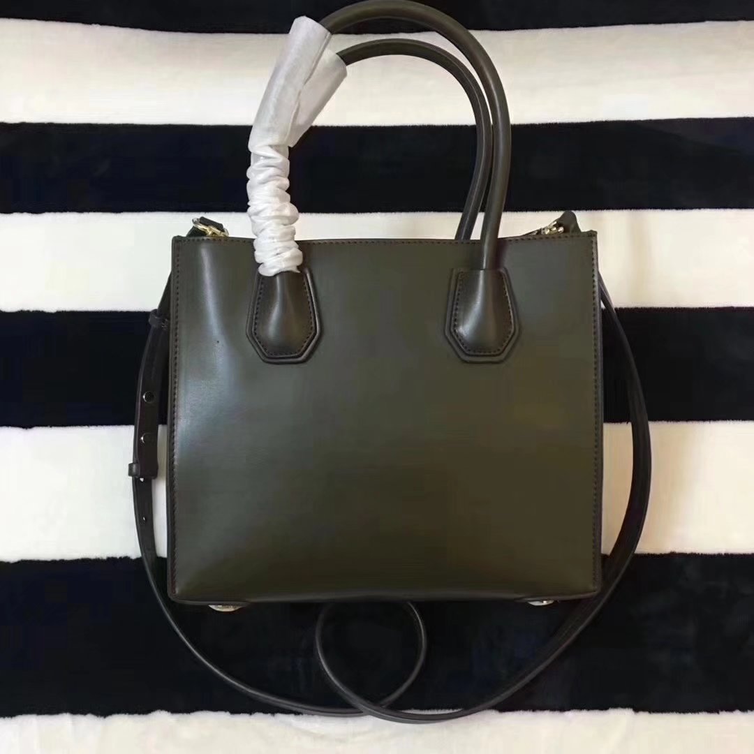 Michael Kors Mercer Leather Rivet Tote Handbag Green