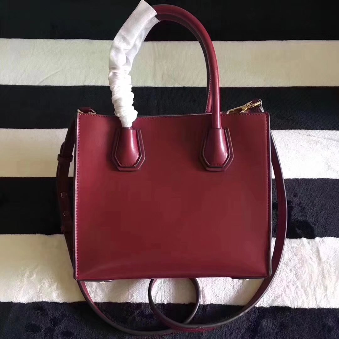 Michael Kors Mercer Leather Rivet Tote Handbag Red