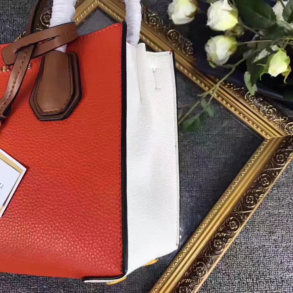 Michael Kors Mercer Women Mixed Color Leather Bag Orange