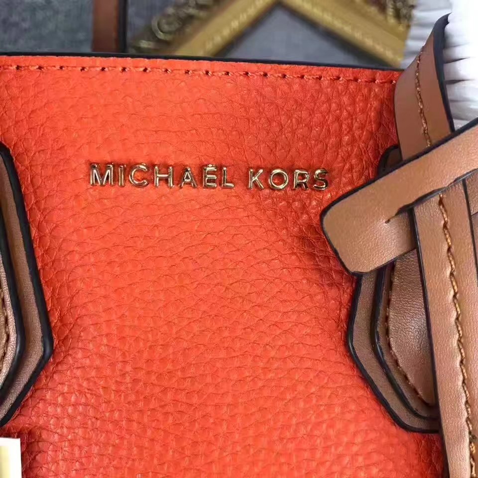 Michael Kors Mercer Women Mixed Color Leather Bag Orange