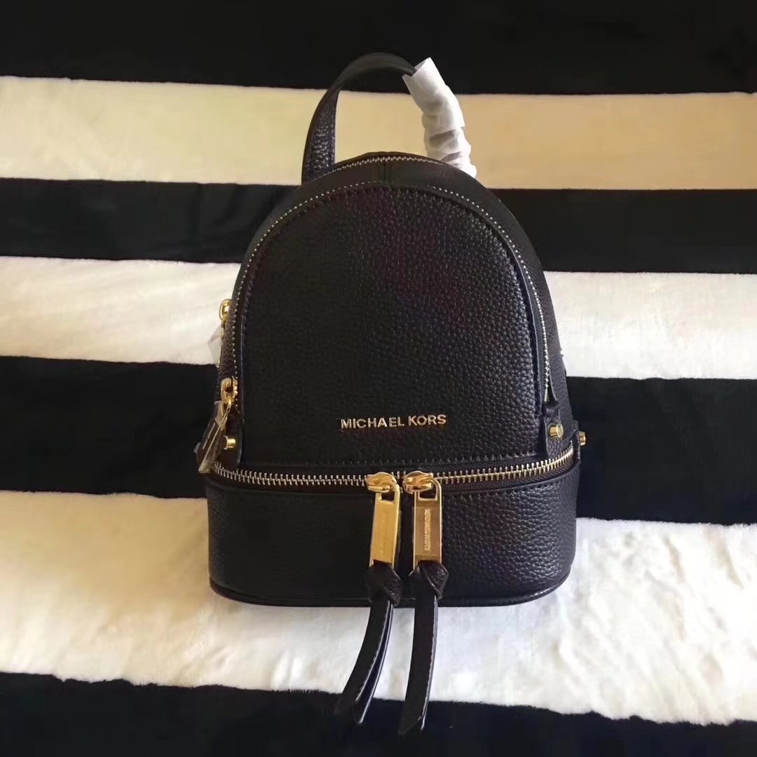 Michael Kors Rhea Zip Mini Women Leather Backpack Black