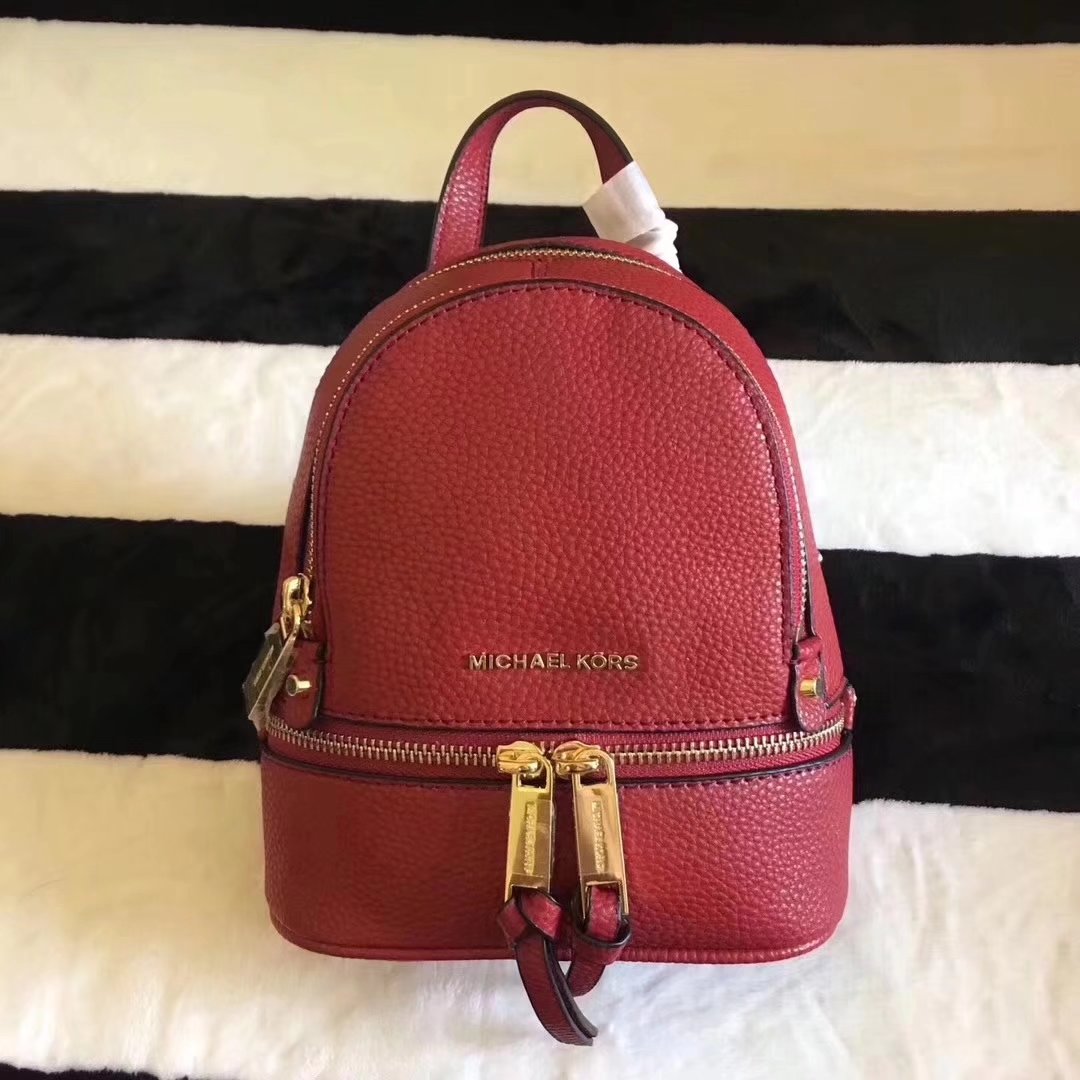 Michael Kors Rhea Zip Mini Women Leather Backpack Red