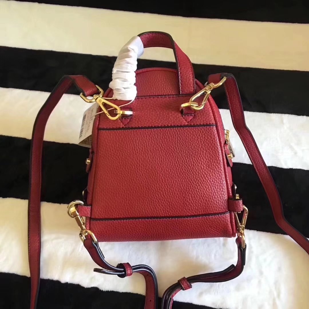 Michael Kors Rhea Zip Mini Women Leather Backpack Red