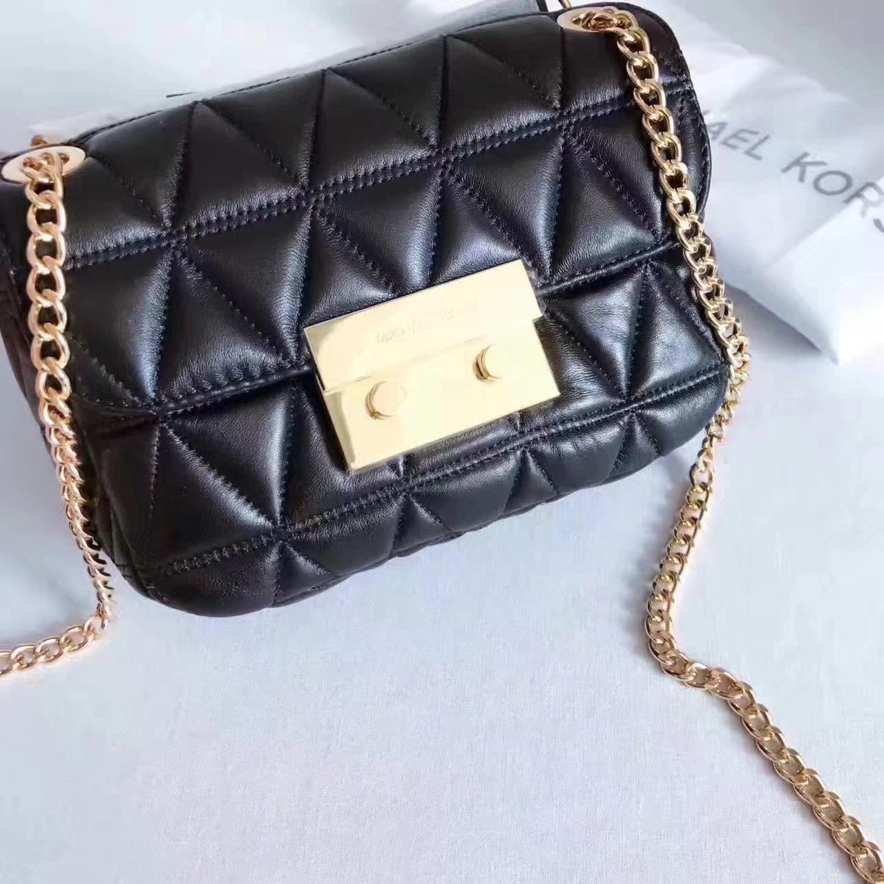 Michael Kors Sloan Chain Small Leather Shoulder Bag Black