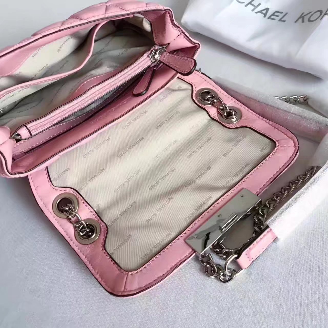 Michael Kors Sloan Chain Small Leather Shoulder Bag Pink