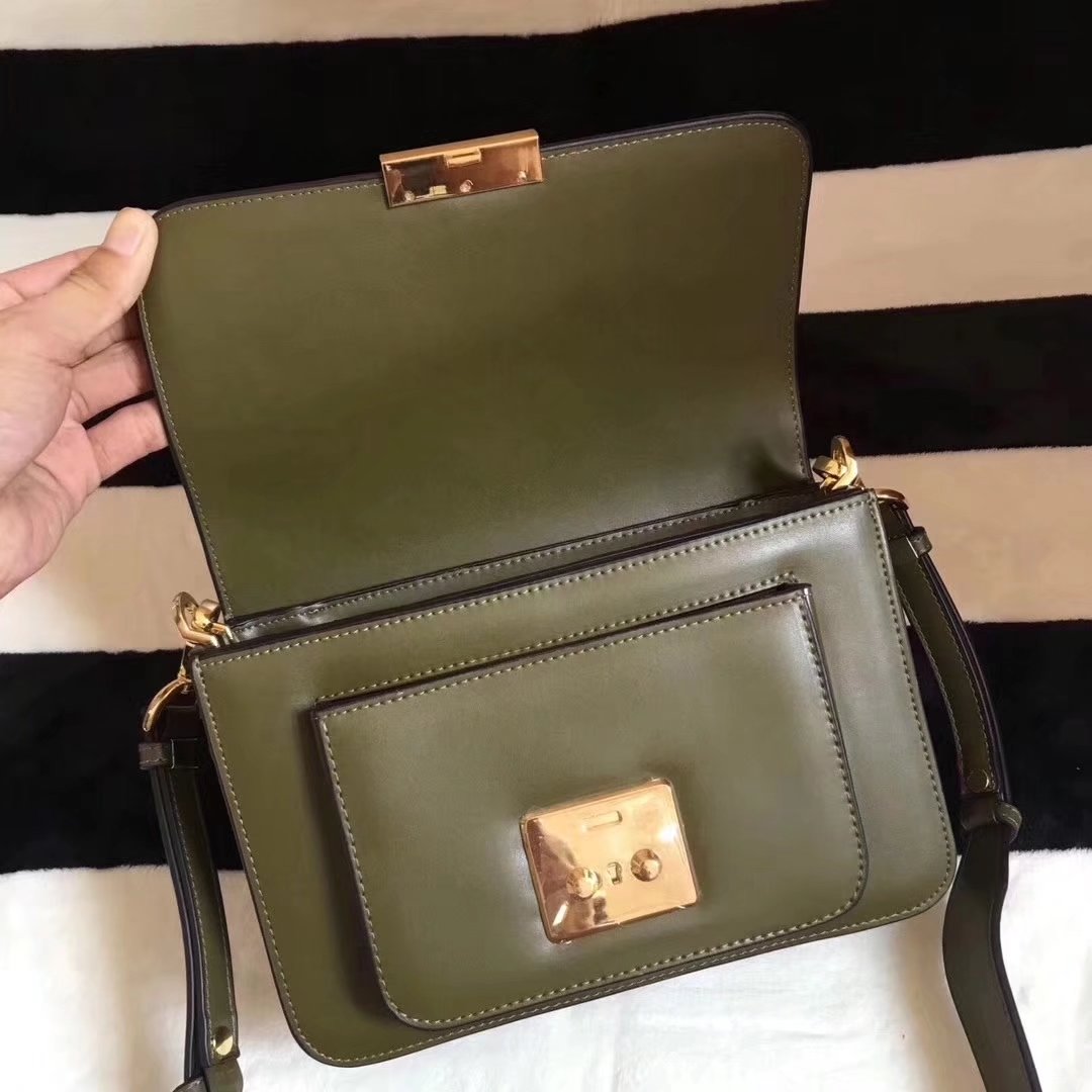 Michael Kors Sloan Editor Leather Shoulder Bag Green