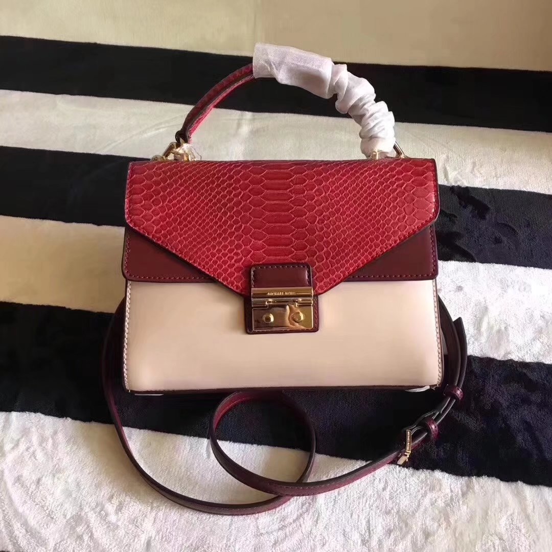 Michael Kors Sloan Imitation Snake Medium Shoulder Bag Red