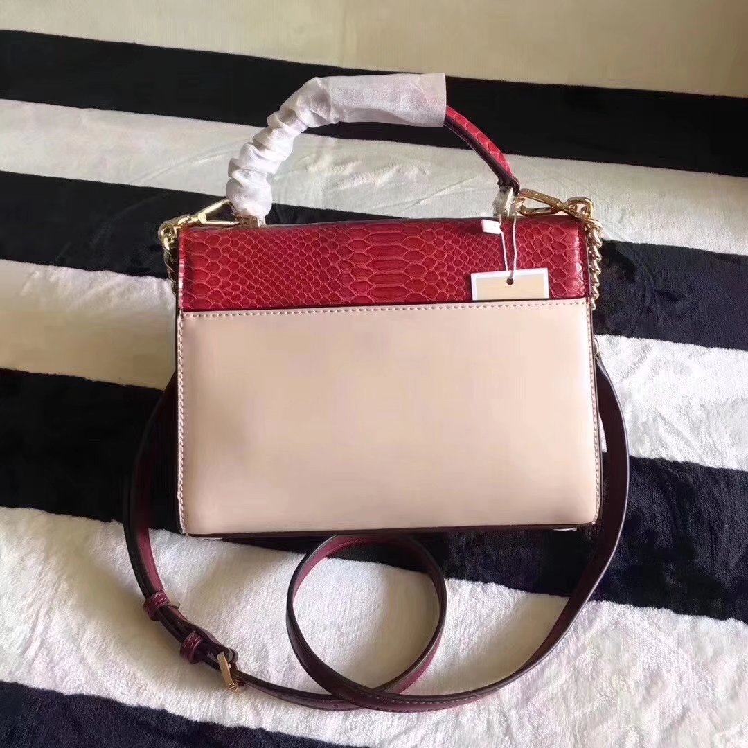 Michael Kors Sloan Imitation Snake Medium Shoulder Bag Red