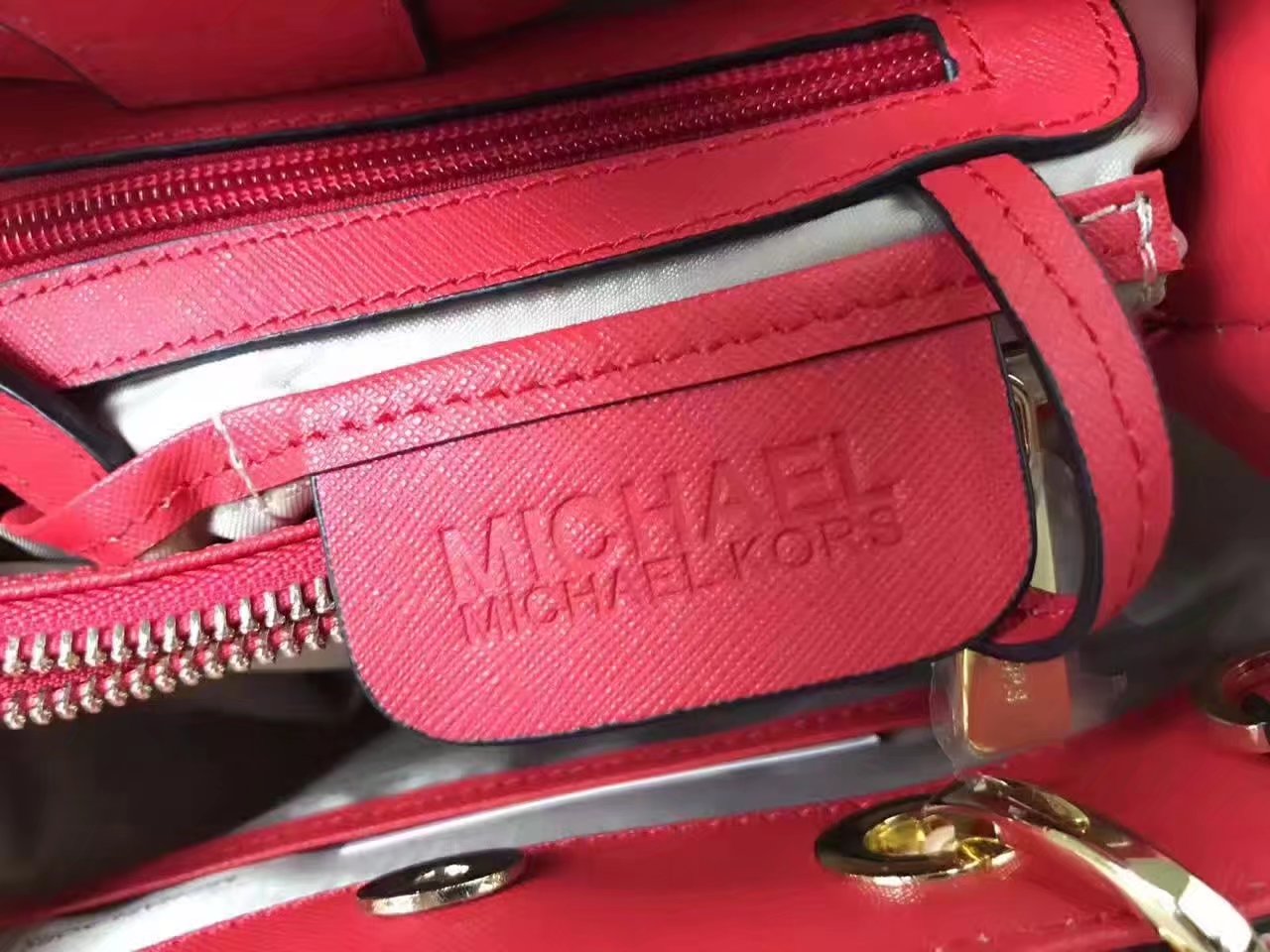 Michael Kors Women Cynthia Small Satchel Bag Red