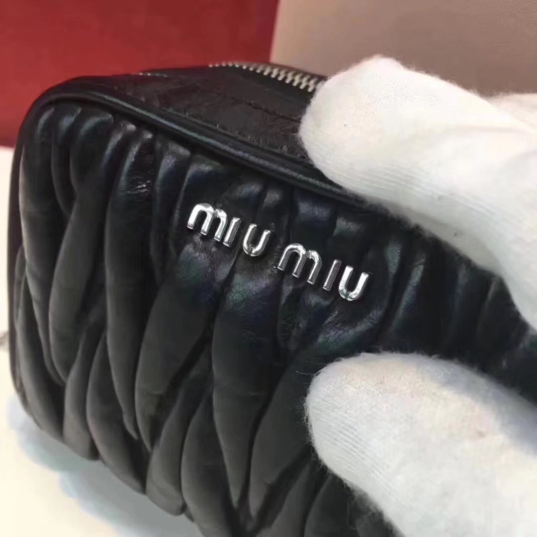 MiuMiu Mini Leather Shoulder Bag Black