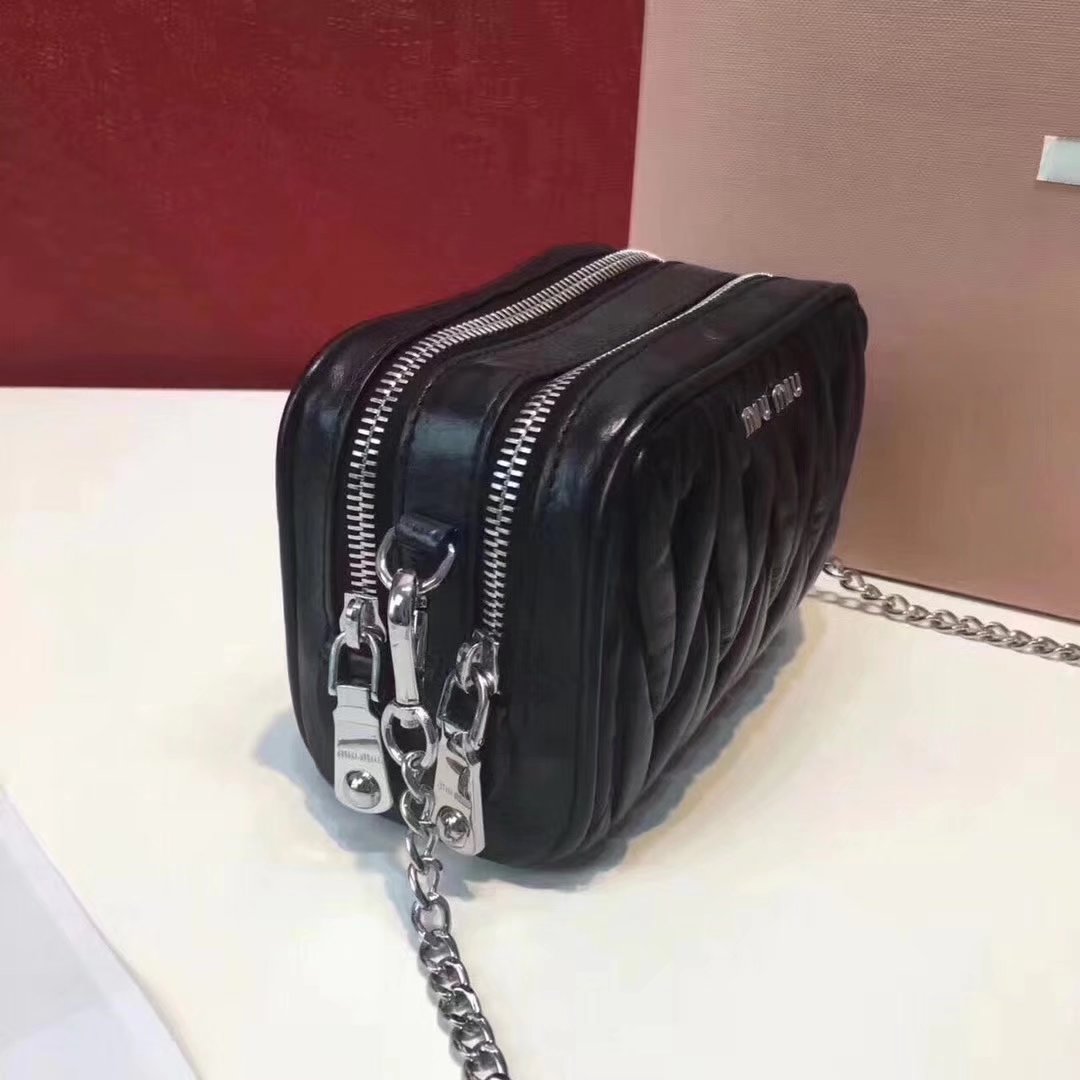 MiuMiu Mini Leather Shoulder Bag Black