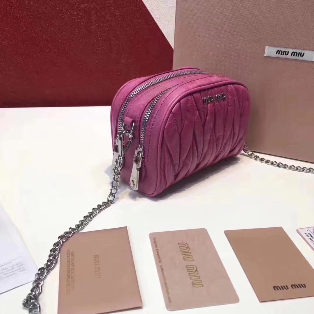 MiuMiu Mini Leather Shoulder Bag Peach