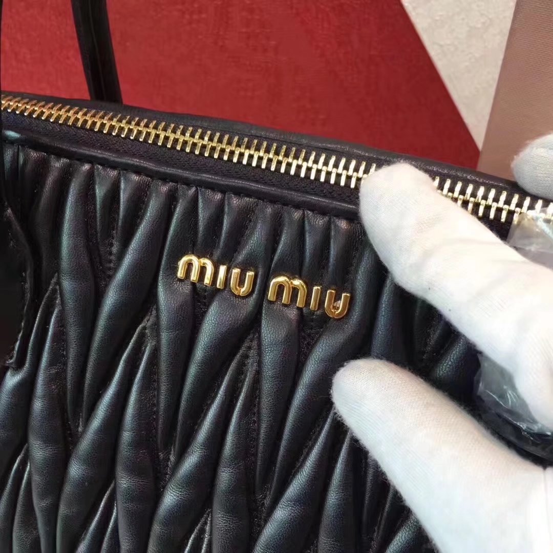 MiuMiu Mini Top Handle Nappa Leather Bag Black