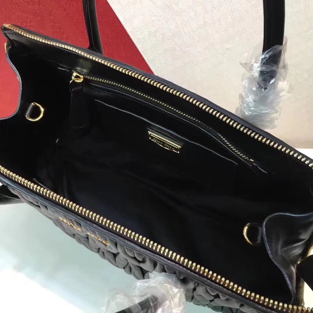 MiuMiu Mini Top Handle Nappa Leather Bag Black