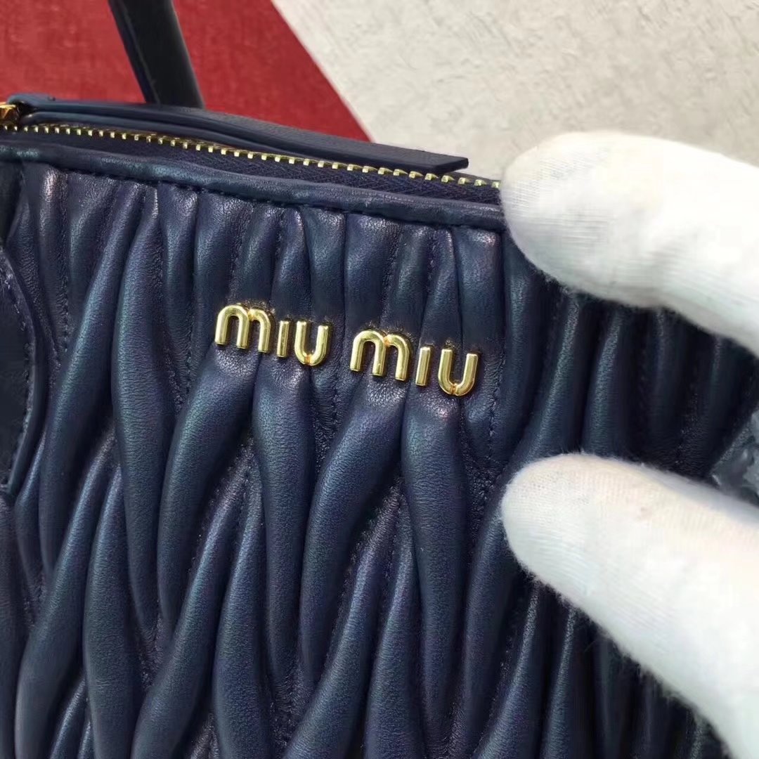 MiuMiu Mini Top Handle Nappa Leather Bag Blue