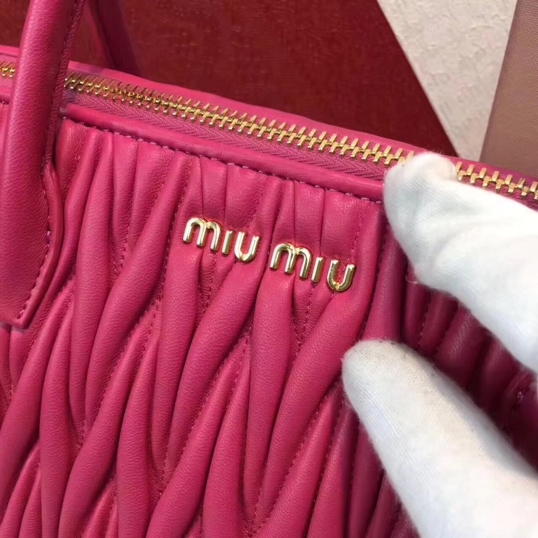 MiuMiu Mini Top Handle Nappa Leather Bag Rose