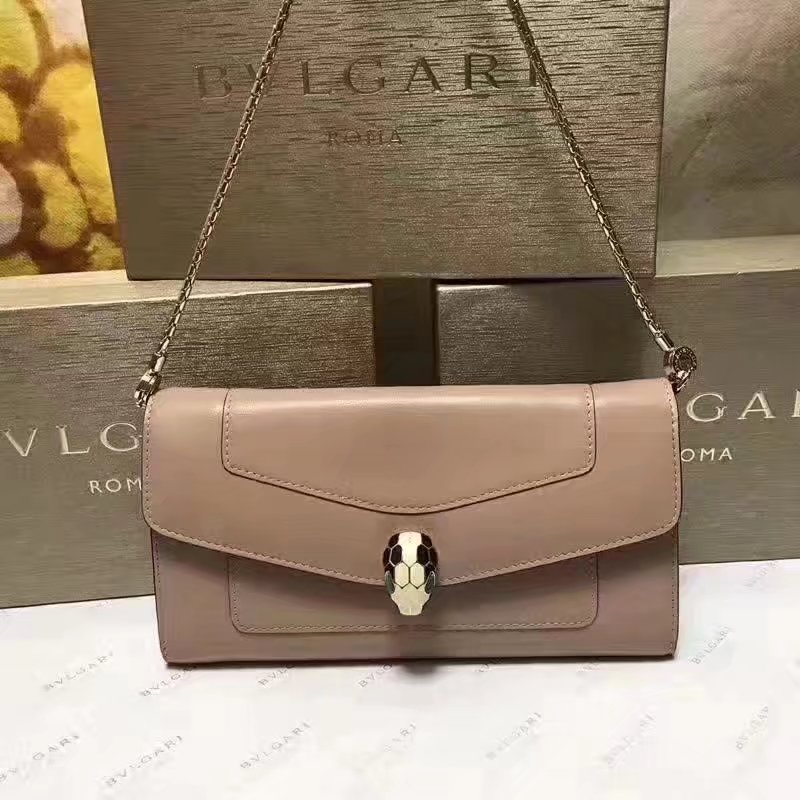 Original Bvlgarg Serpenti Forever Chain Pochette Bag Khaki