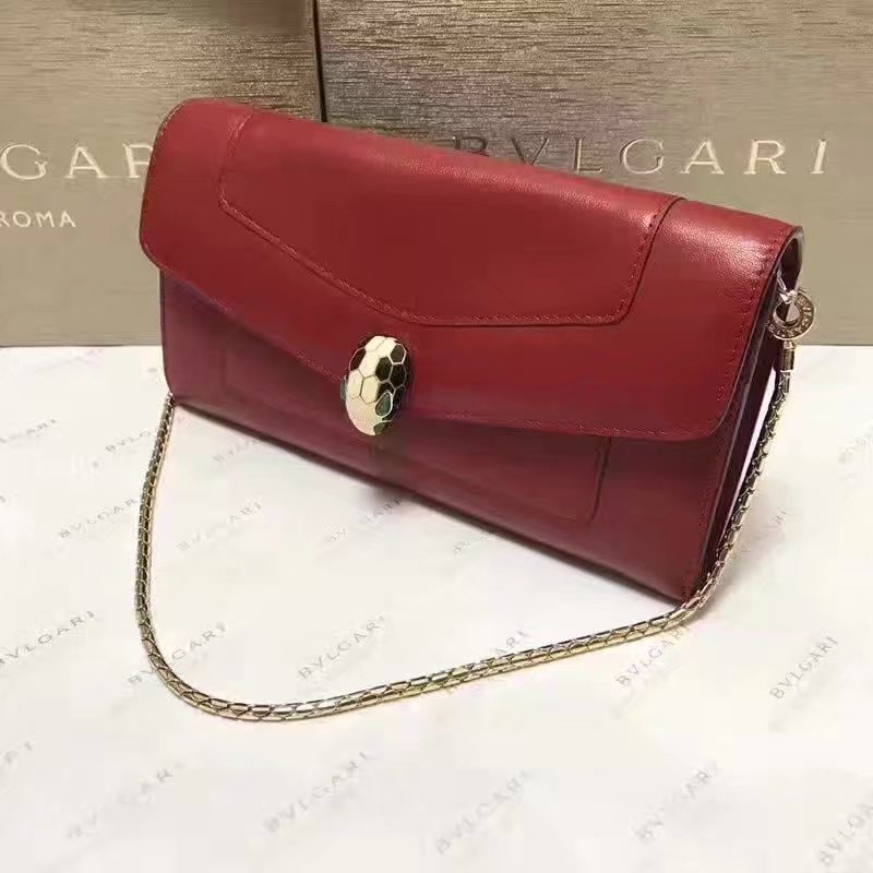 Original Bvlgarg Serpenti Forever Chain Pochette Bag Red