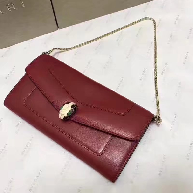 Original Bvlgarg Serpenti Forever Chain Pochette Bag Red