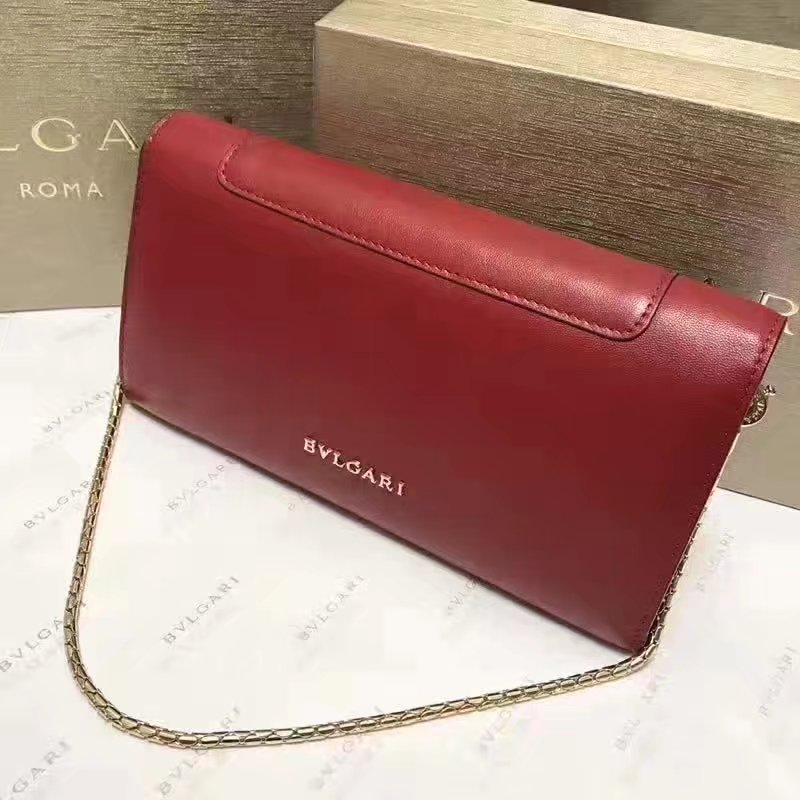 Original Bvlgarg Serpenti Forever Chain Pochette Bag Red