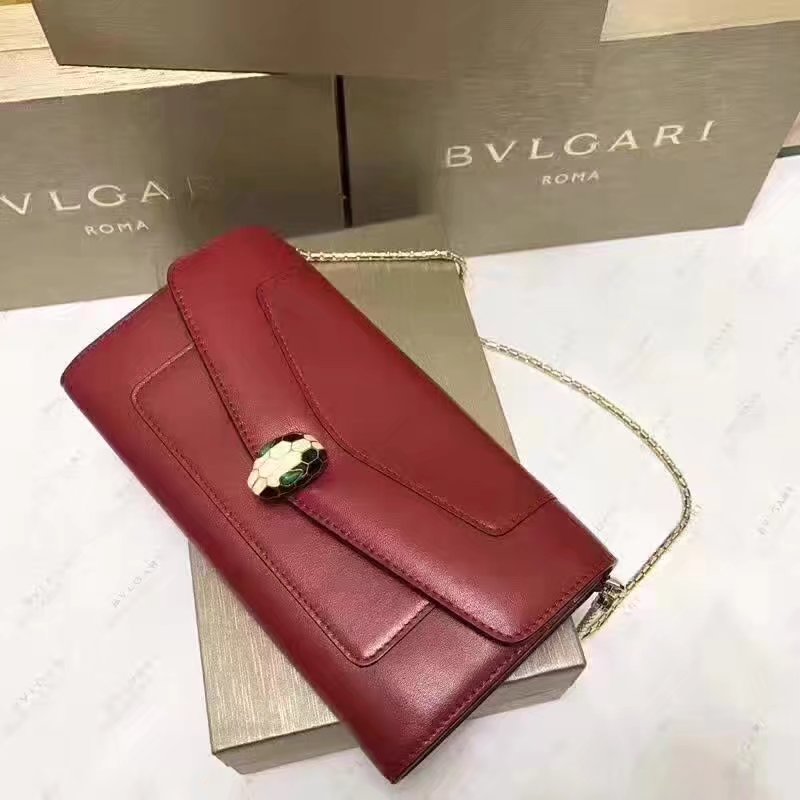 Original Bvlgarg Serpenti Forever Chain Pochette Bag Red