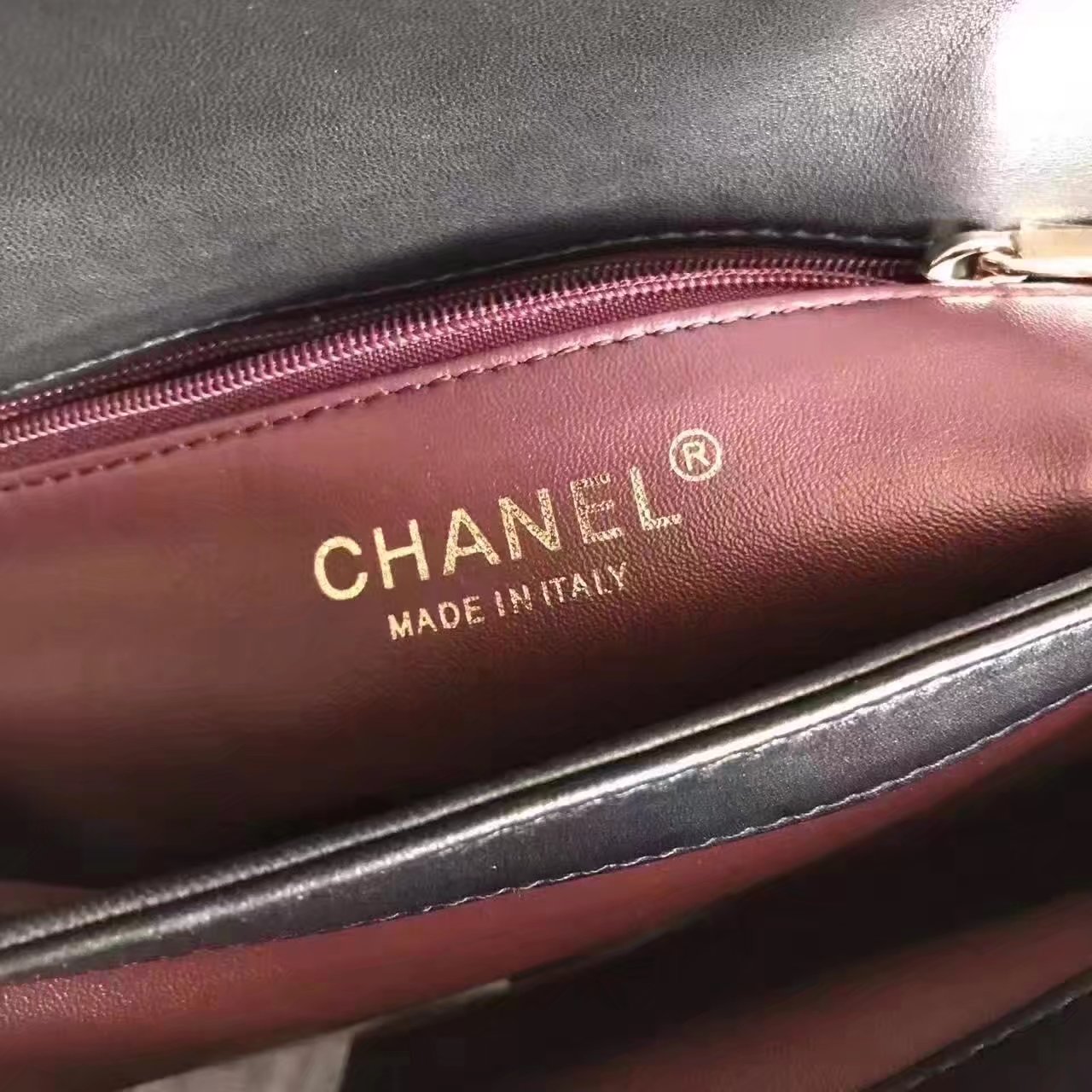 Original Chanel Flap Bag With Top Handle Lambskin Gold Black