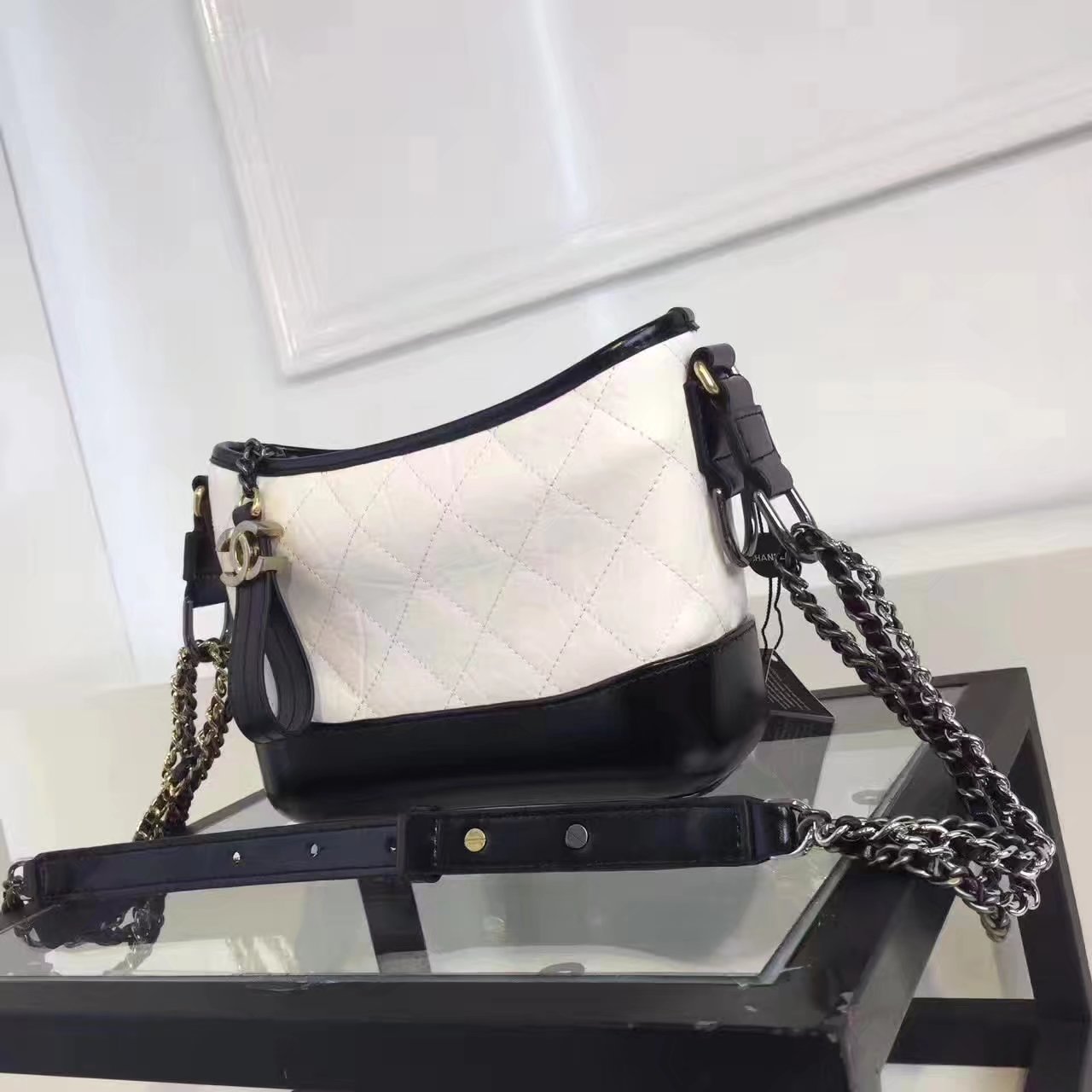 Original Chanel Gabrielle Leather Hobo Bag White