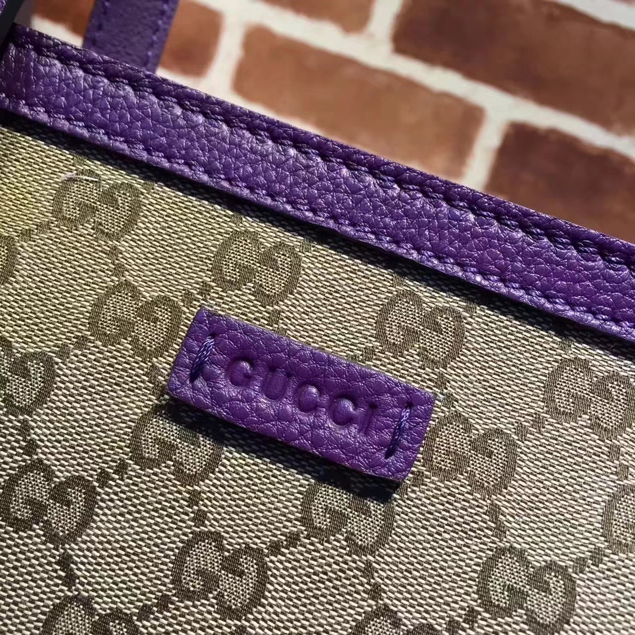 Original Gucci 387602 GG Supreme Women Tote Bag Purple