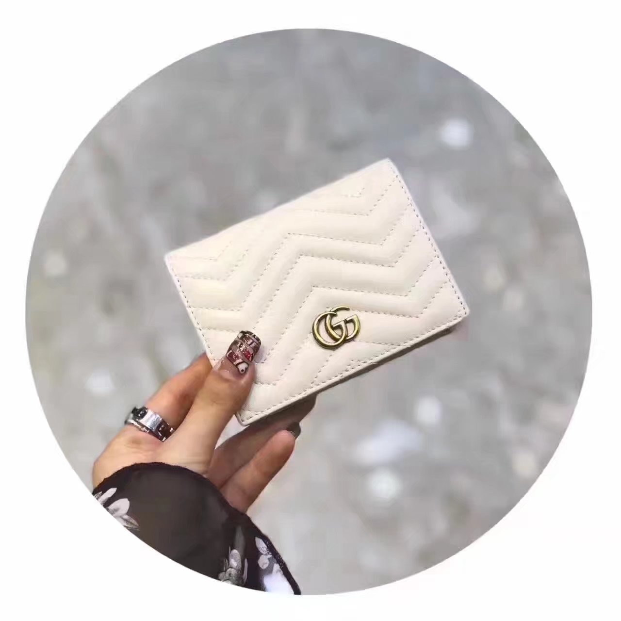 Original Gucci 443125 GG Marmont Card Case White