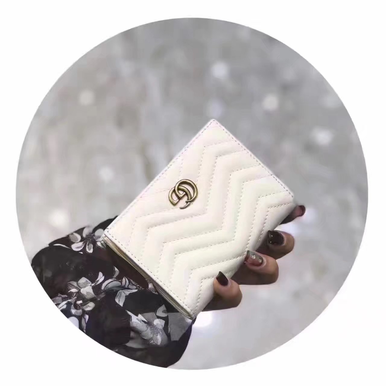 Original Gucci 443125 GG Marmont Card Case White