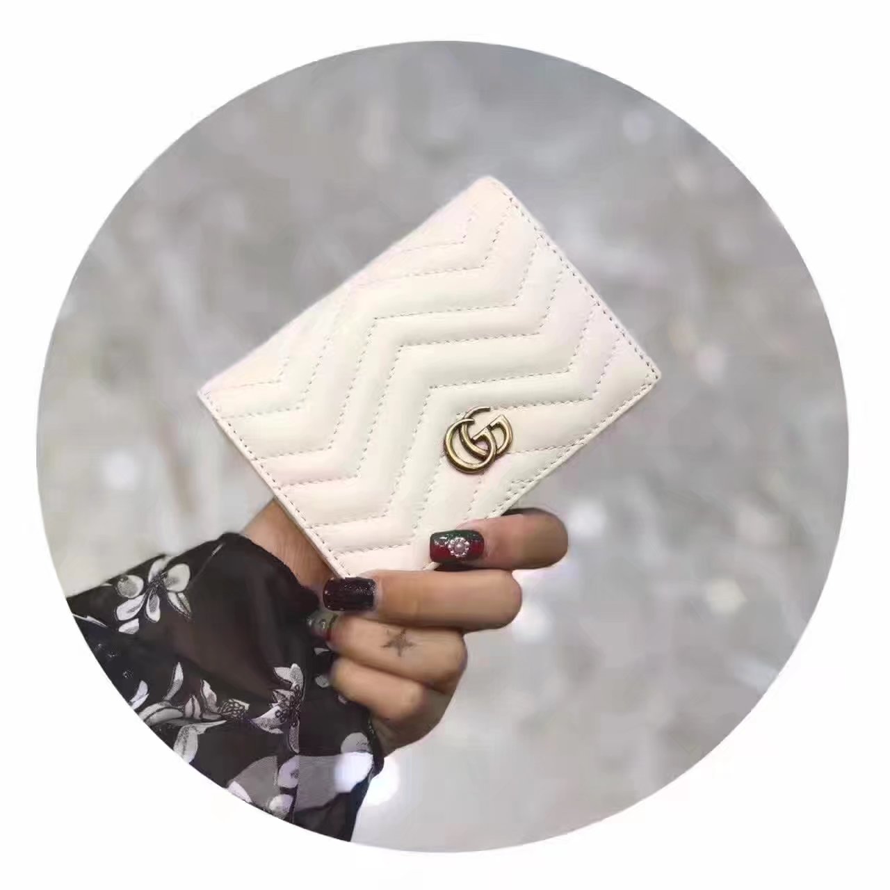 Original Gucci 443125 GG Marmont Card Case White