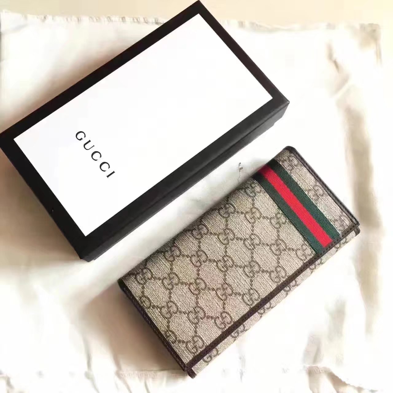 Original Quaility Gucci 212186 GG Supreme Men Wallet Coffee