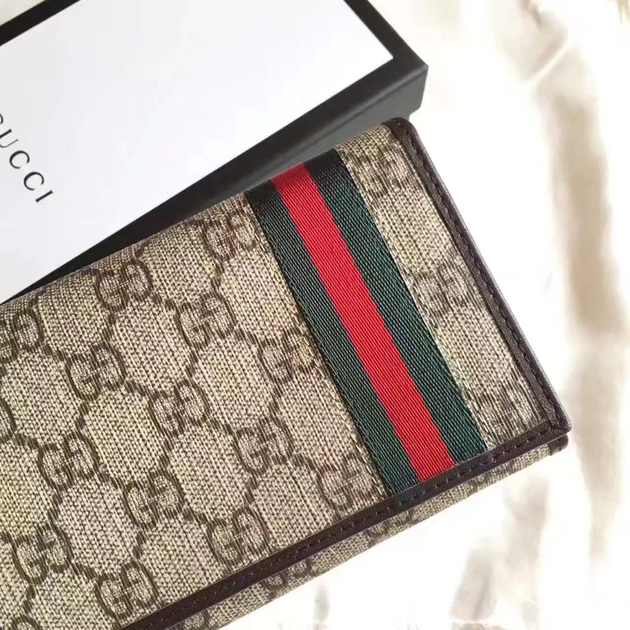 Original Quaility Gucci 212186 GG Supreme Men Wallet Coffee