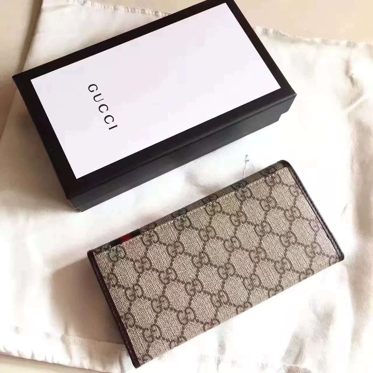 Original Quaility Gucci 212186 GG Supreme Men Wallet Coffee