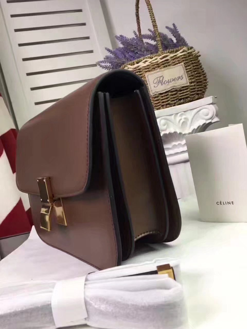 Original Quality Celine 24cm Clasp Classic Box Bag Coffee