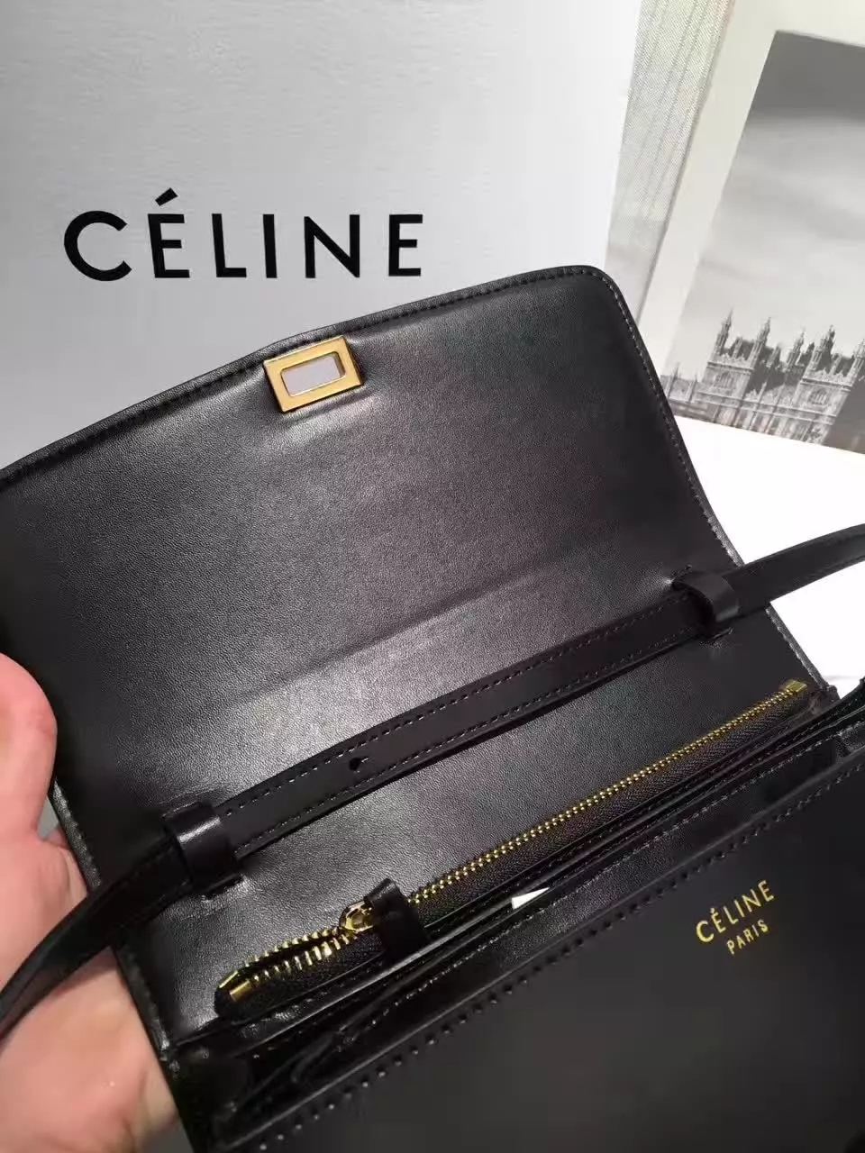 Original Quality Celine Clasp Classic Box Bag Medium Black