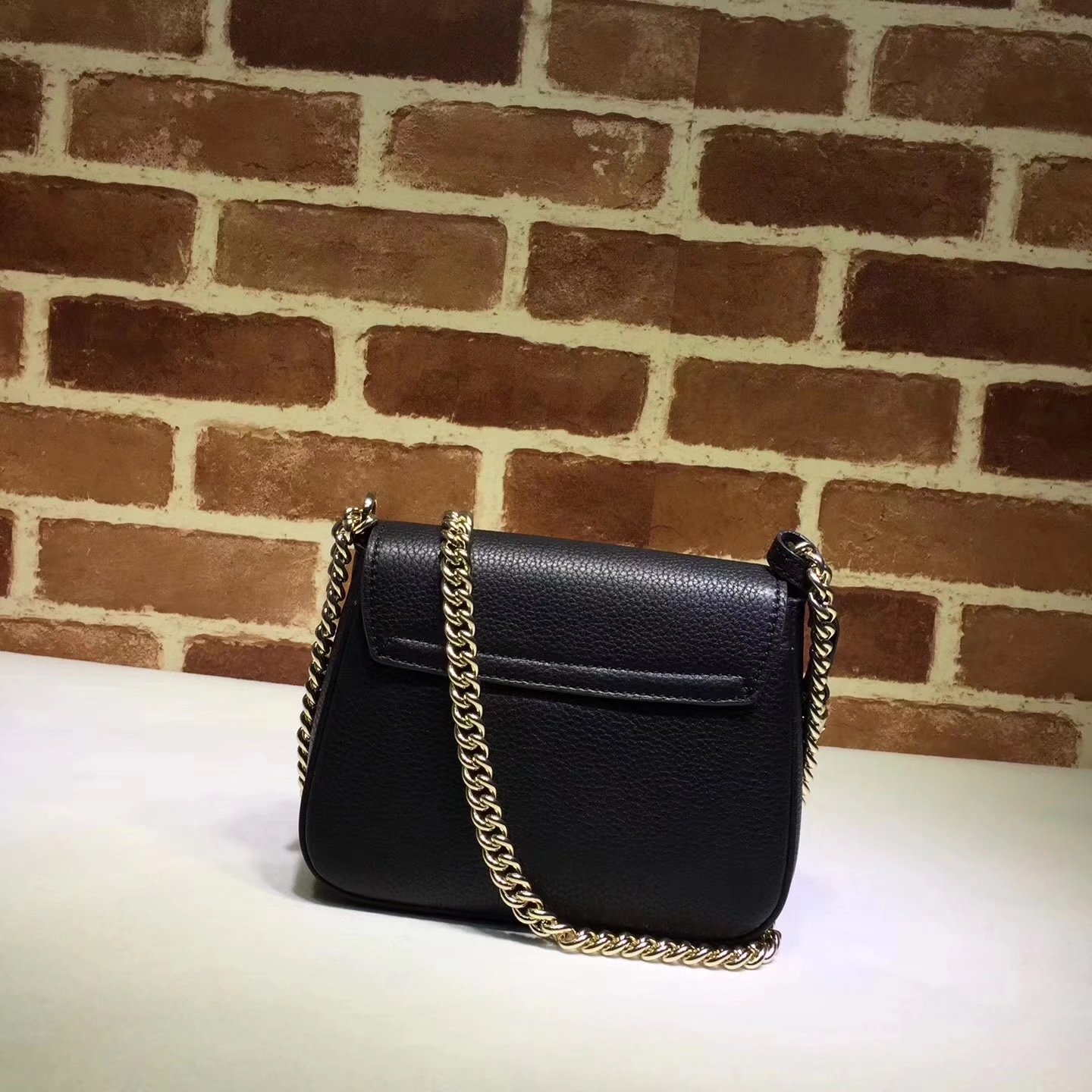 Original Quality Gucci 323190 Flap Chain Leather Shoulder Bag Black