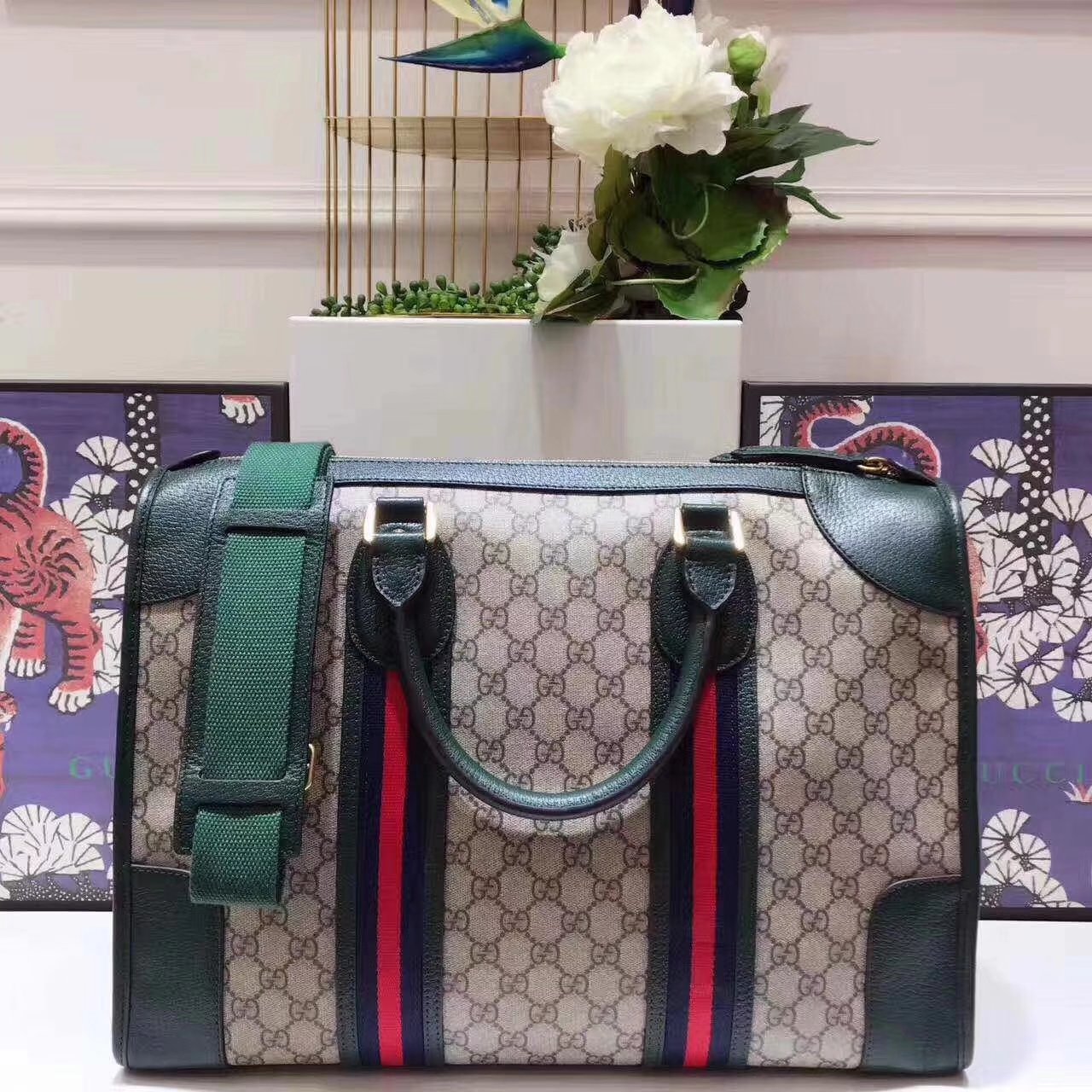 Original Quality Gucci 459311 Soft GG Supreme Duffle bag With Web