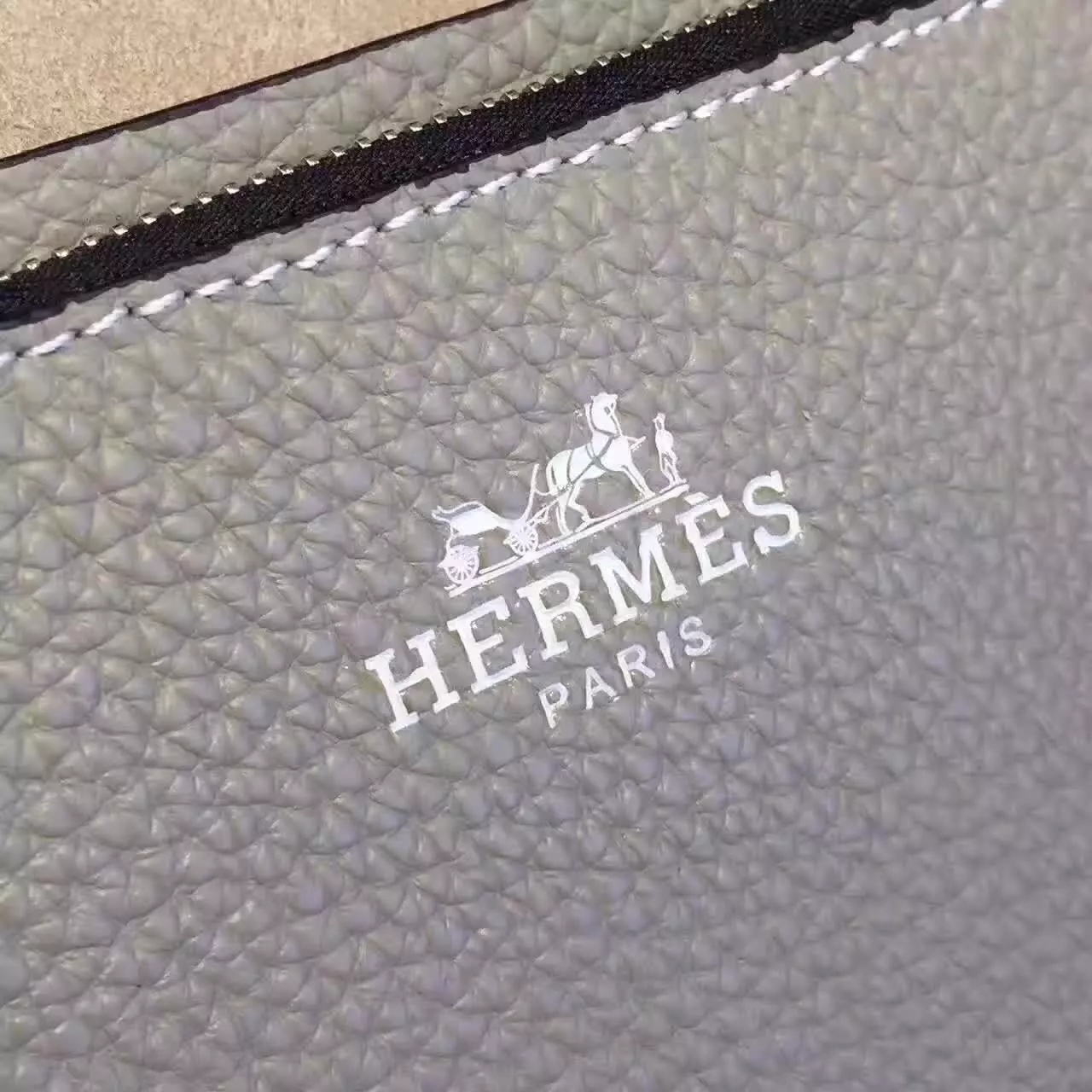 Original Quality Hermes 802-1 Leather Men Clutch Wallet Grey