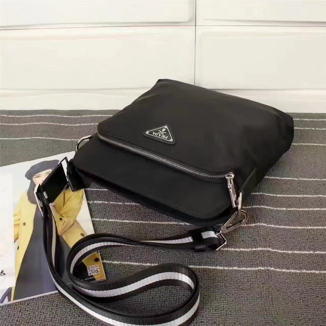 Prada 0820 Men Nylon Messenger Bag