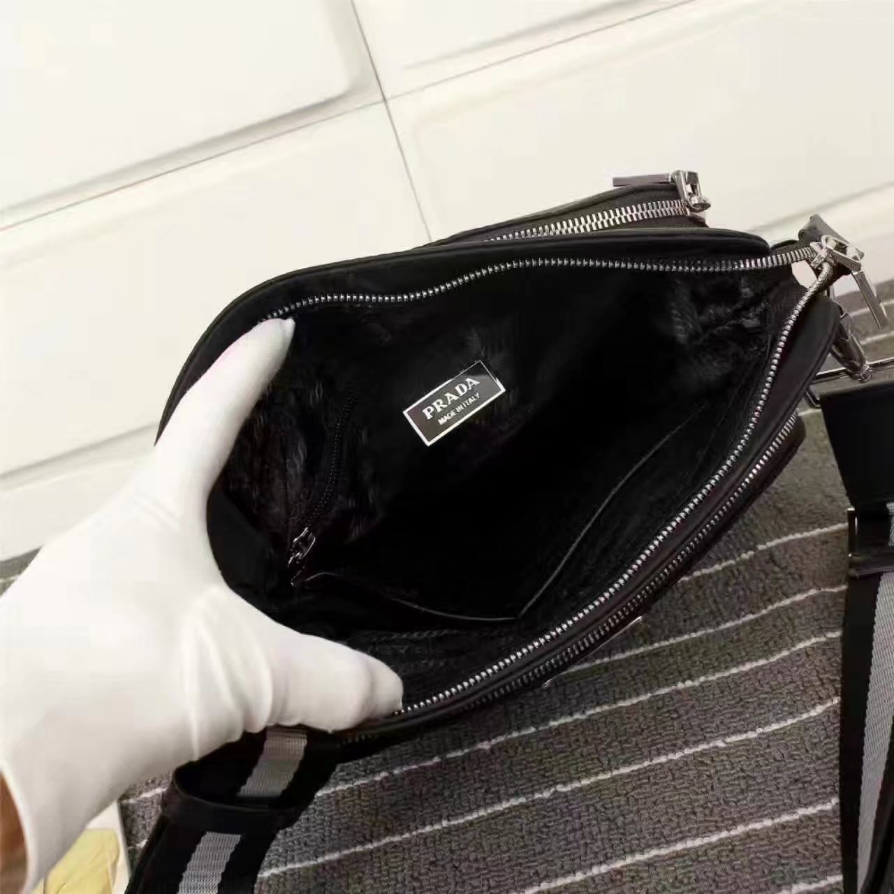 Prada 0820 Men Nylon Messenger Bag