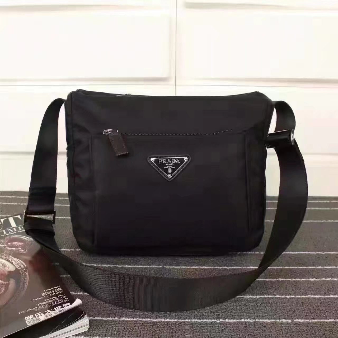 Prada 0909 Men Nylon Messenger Bag