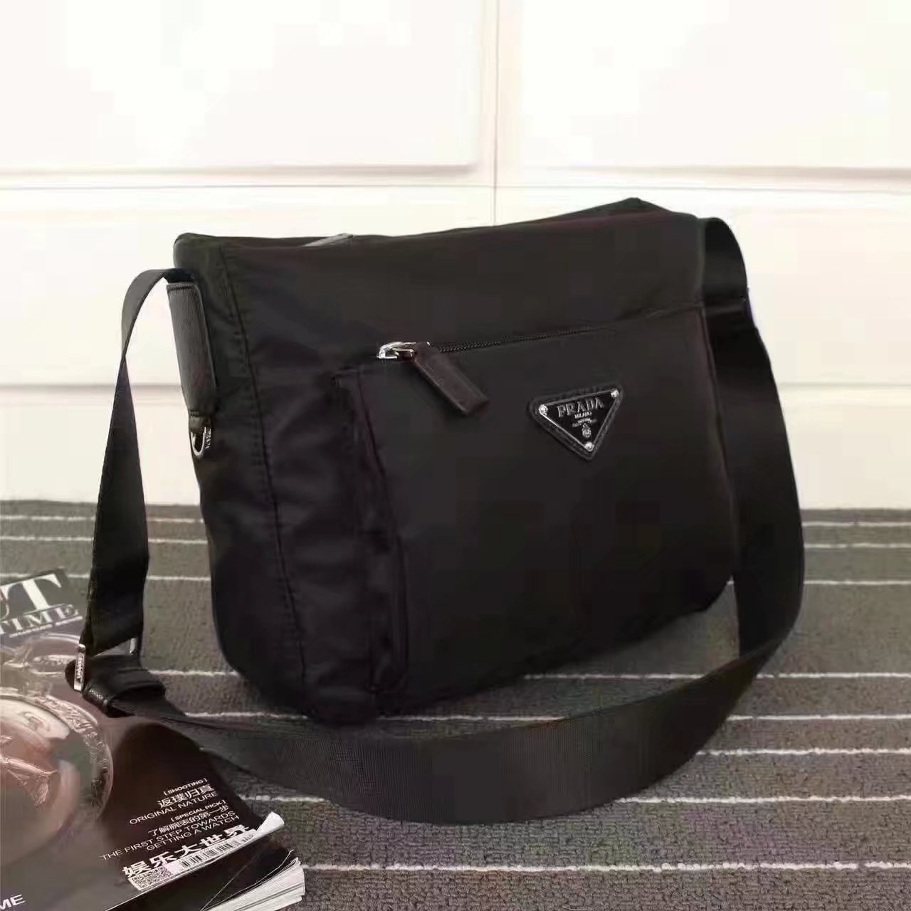 Prada 0909 Men Nylon Messenger Bag