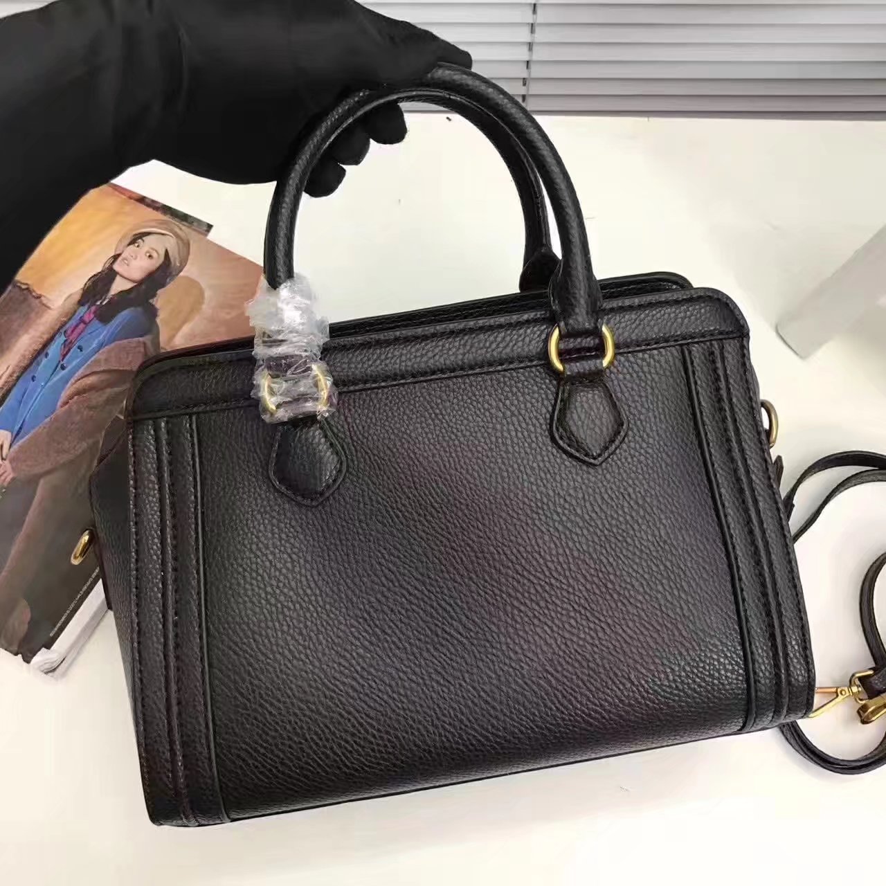 Prada 1189 Tote Leather Bag Black