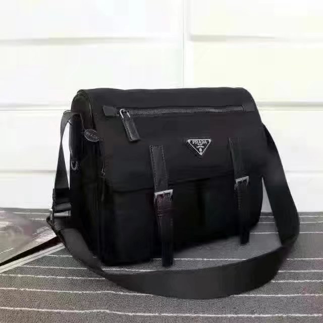 Prada 1738 Men Messenger Bag Black