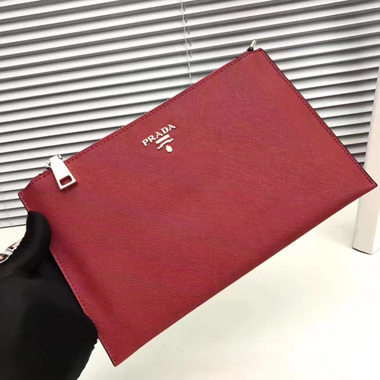 Prada 175 Women Leather Clutches Red