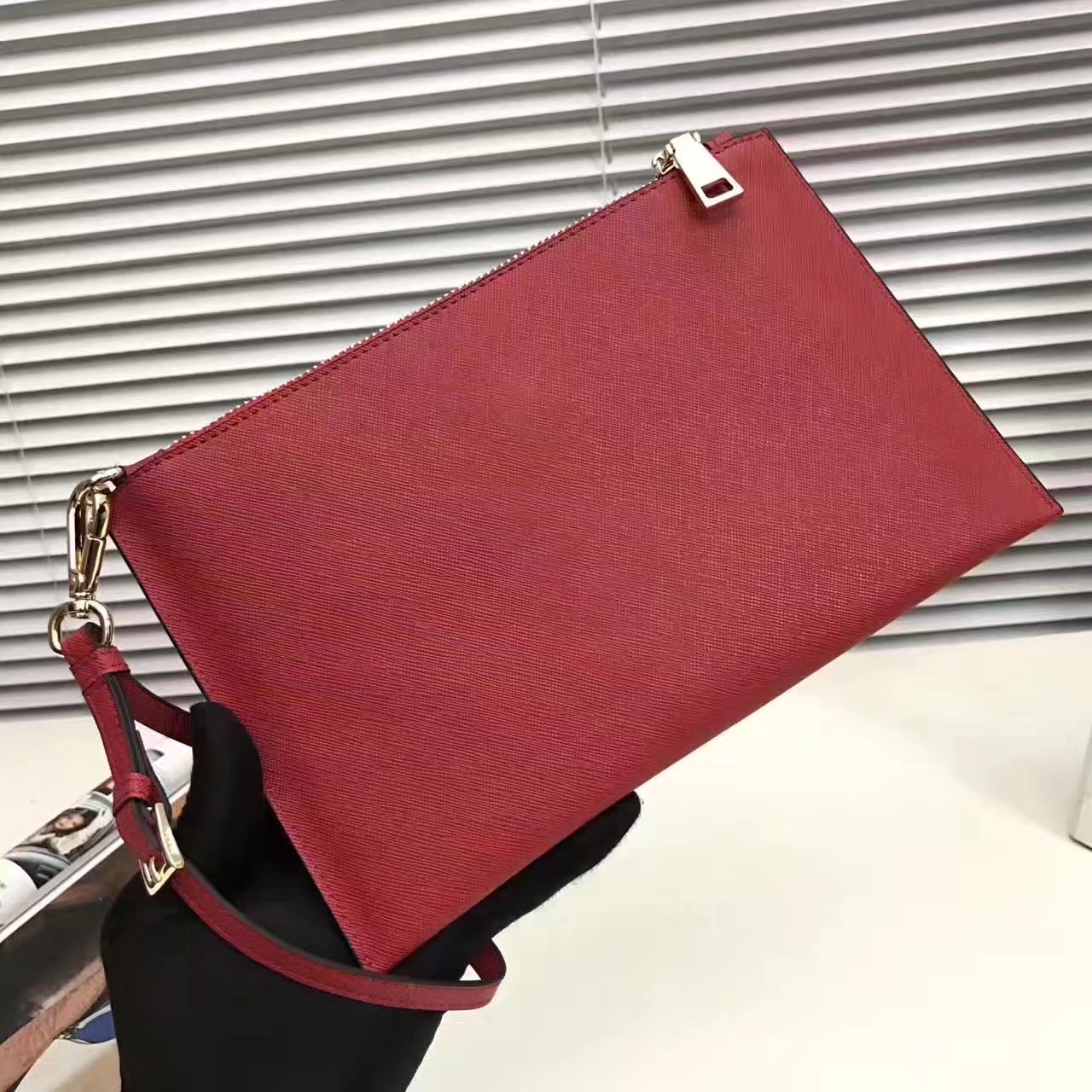 Prada 175 Women Leather Clutches Red