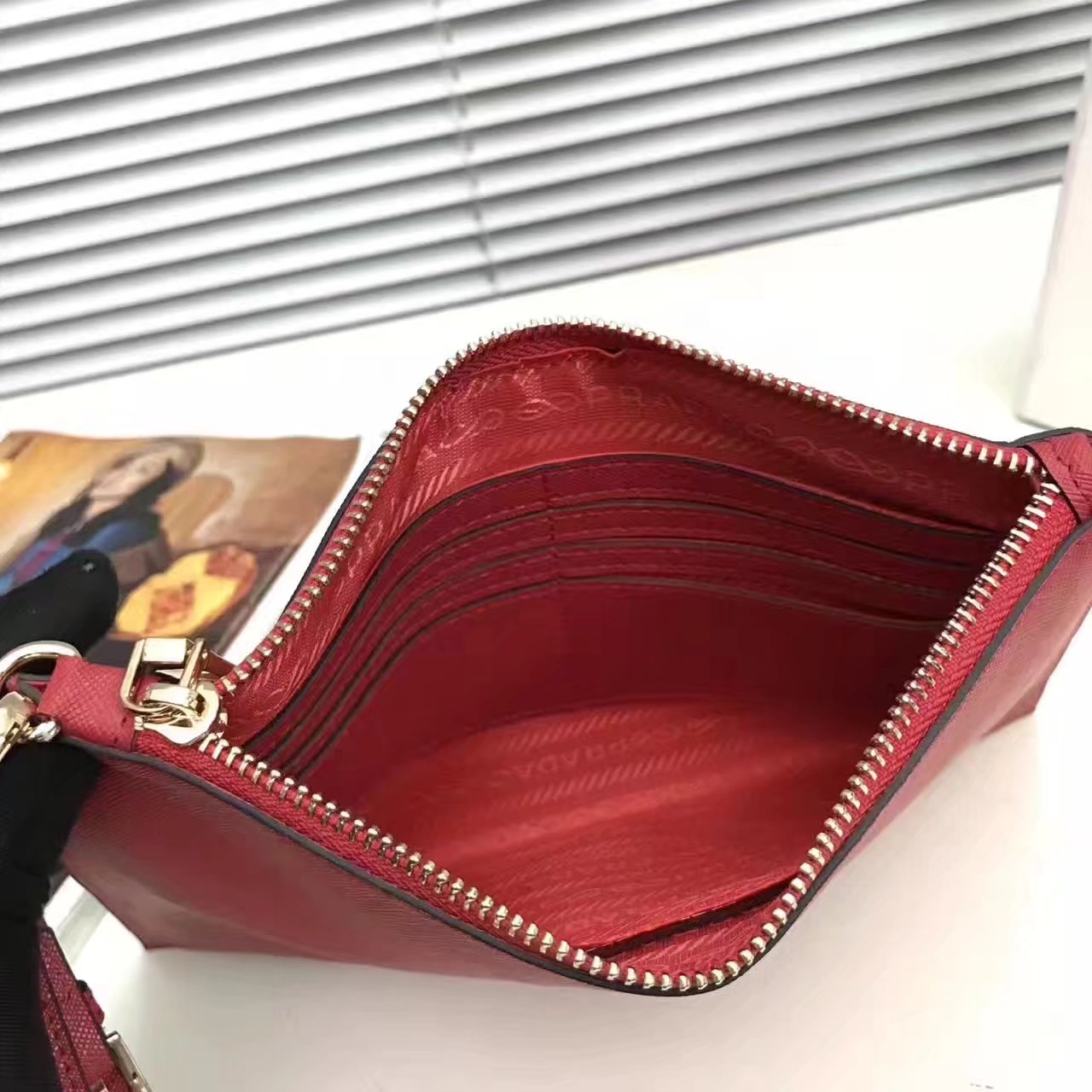 Prada 175 Women Leather Clutches Red